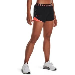 Under Armour HeatGear Womens Running Shorts Black Neon Coral Size Small Athletic